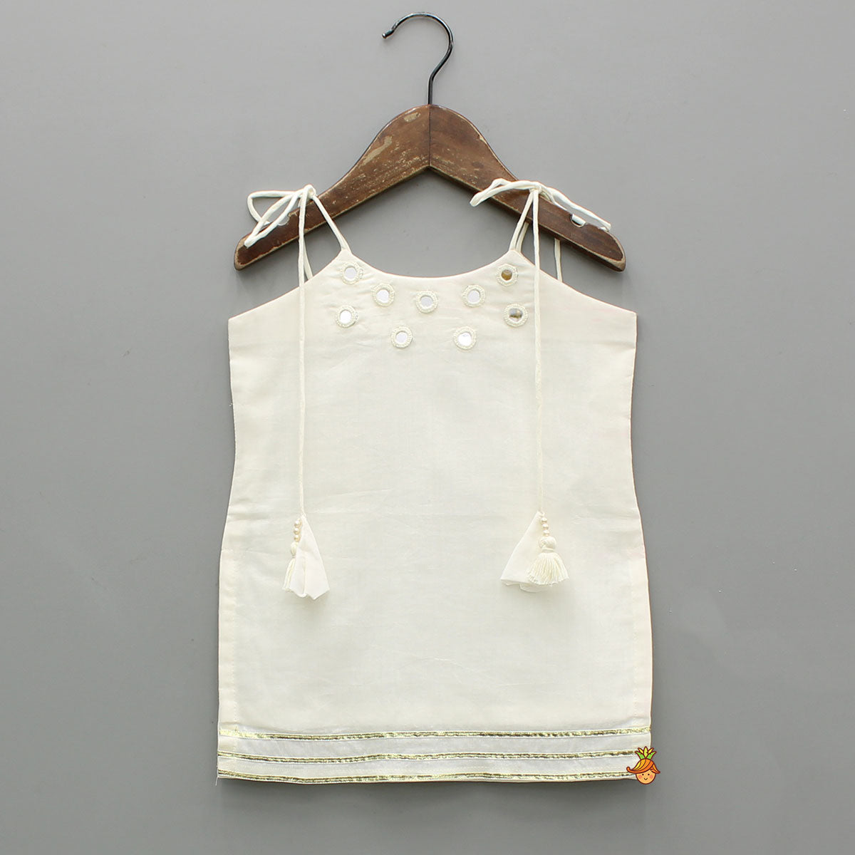 Pre Order: Elegant White Kurti With Sharara And Dupatta