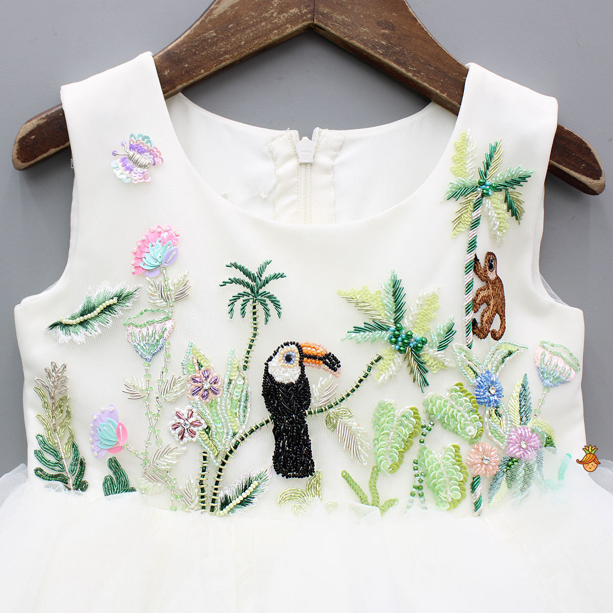 Pre Order: Fresh Tropical Embroidered Ruffled Dress