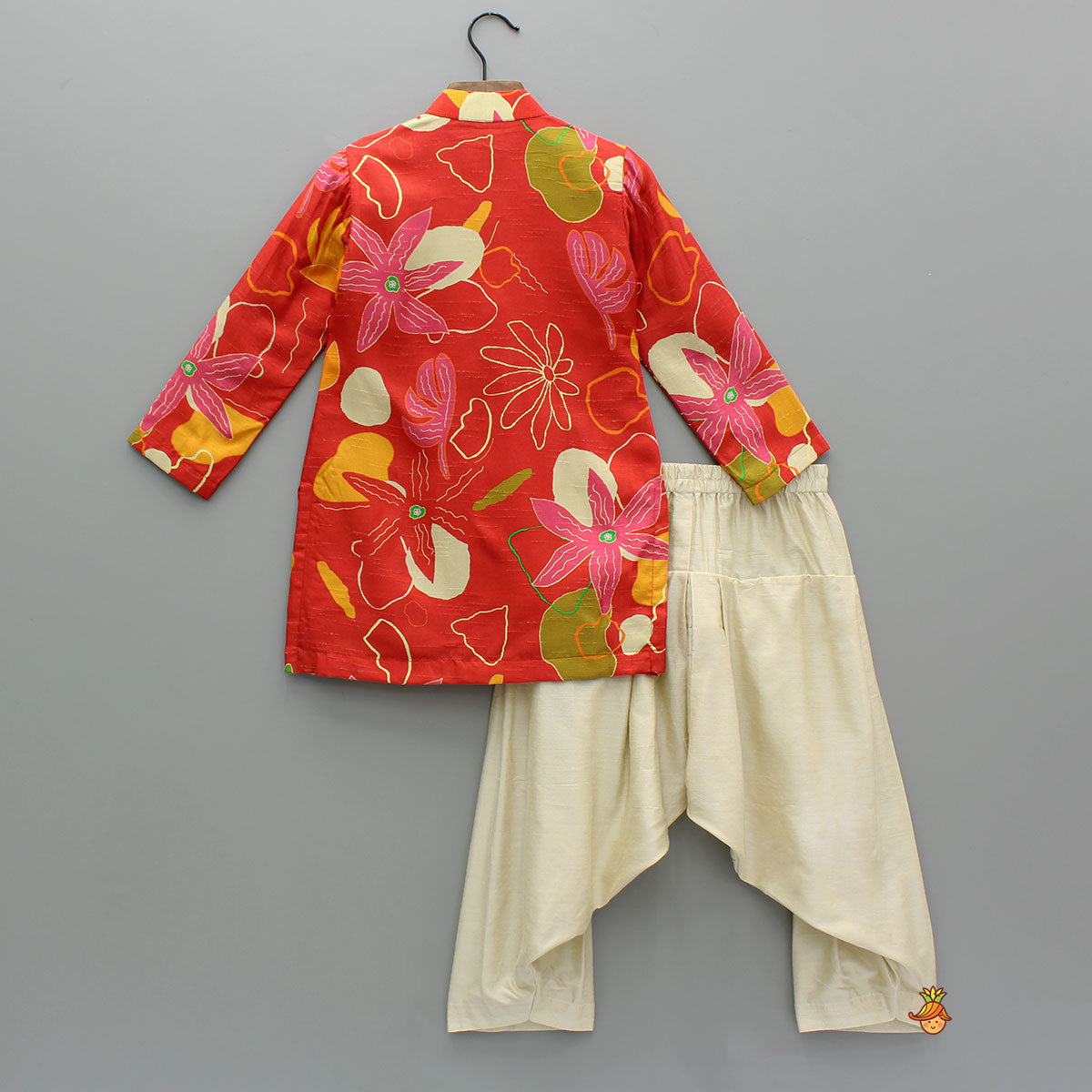 Pre Order: Red Floral Printed Kurta With Salwar