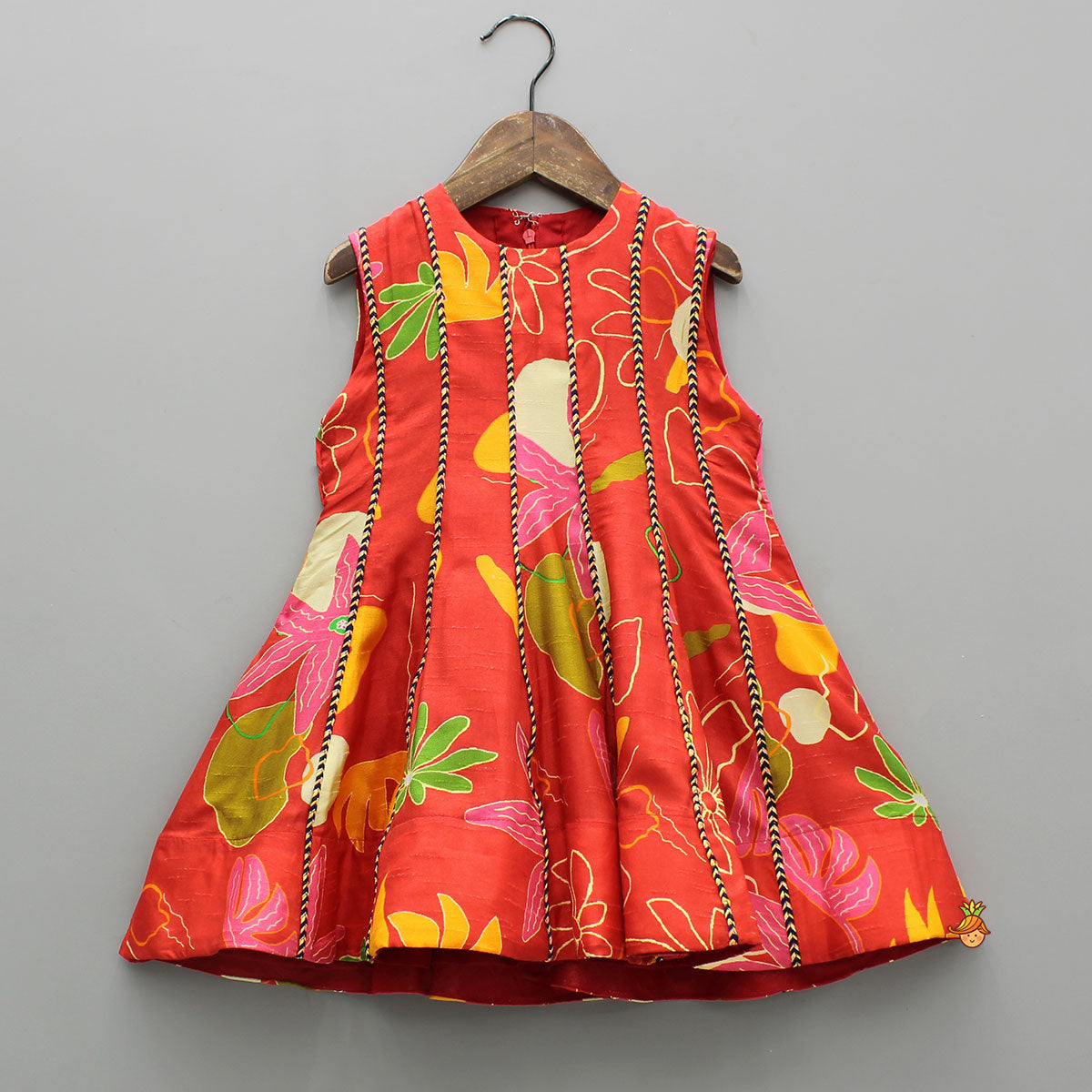Pre Order: Red Floral Printed Sleeveless Kurti With Matching Pants