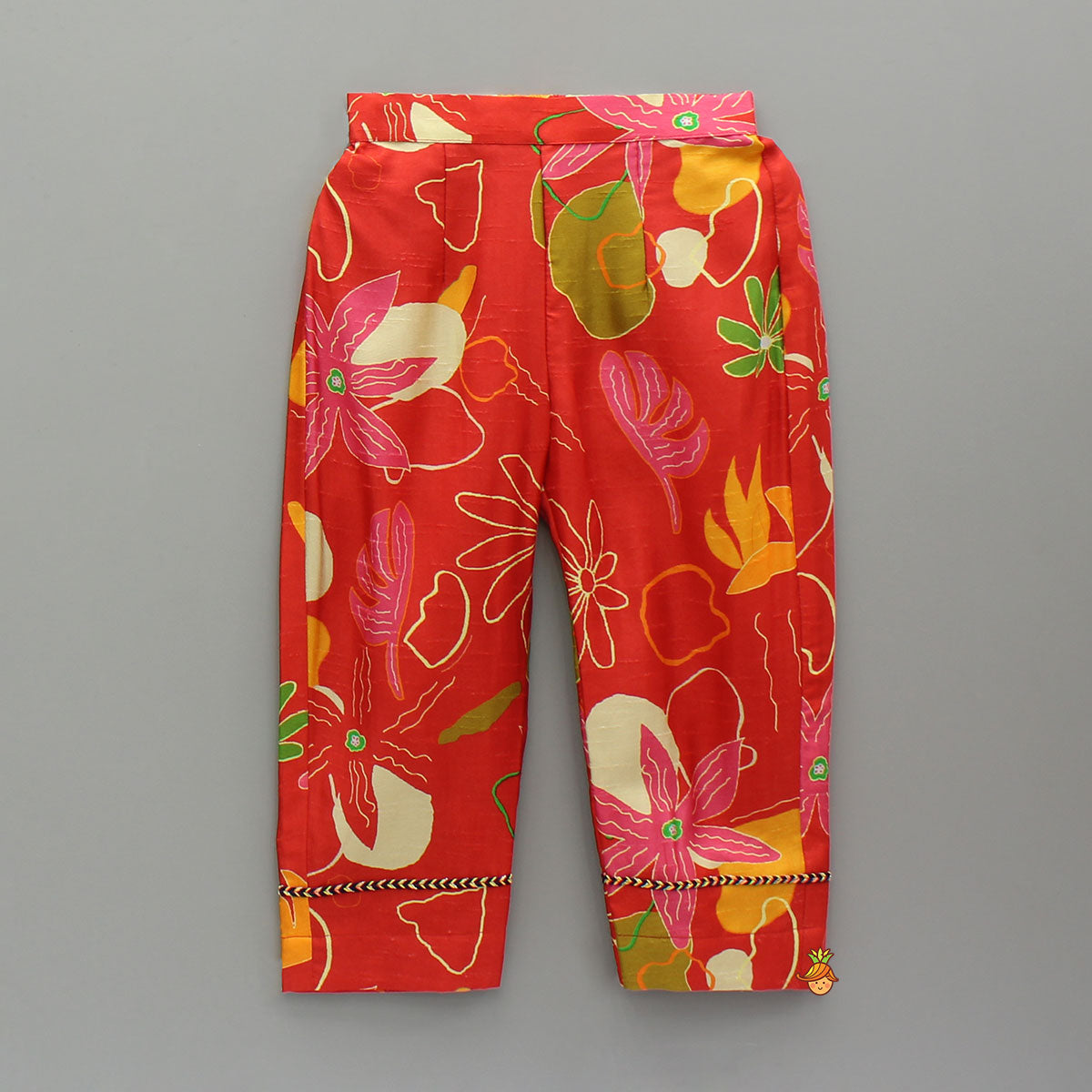 Pre Order: Red Floral Printed Sleeveless Kurti With Matching Pants