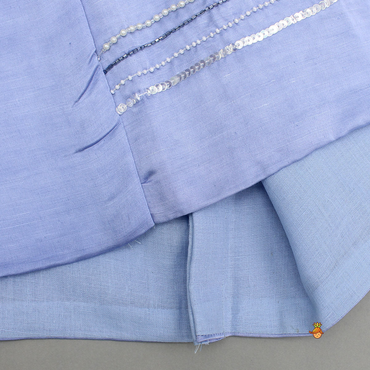 Pre Order: Blue Ombre Kurta With Front Open Embroidered Ombre Jacket And Pyjama