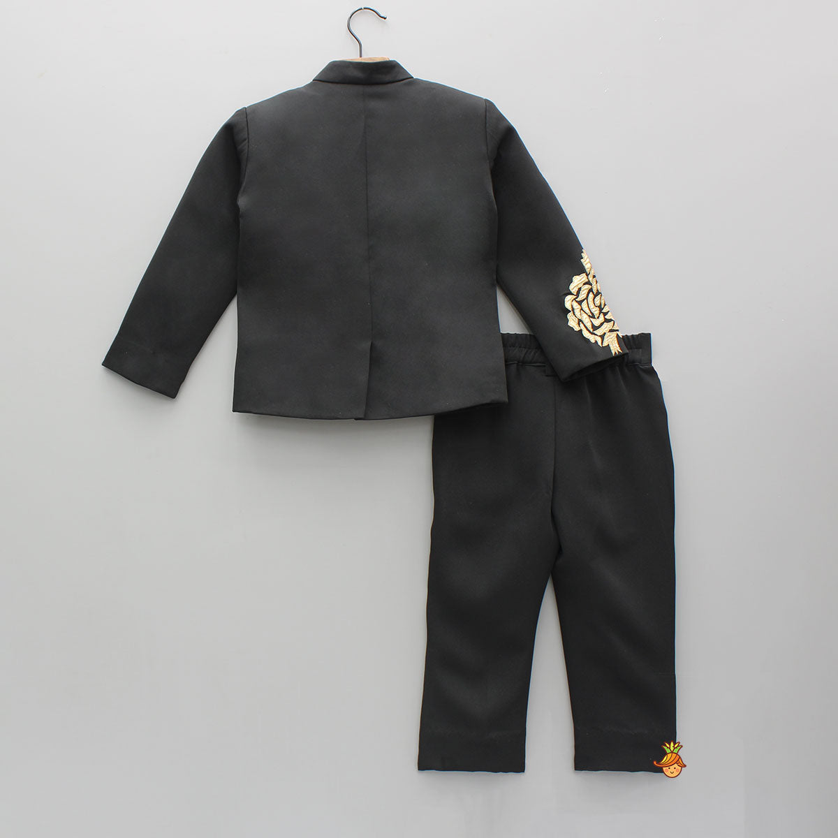 Pre Order: Gota Applique Black Sherwani With Pant