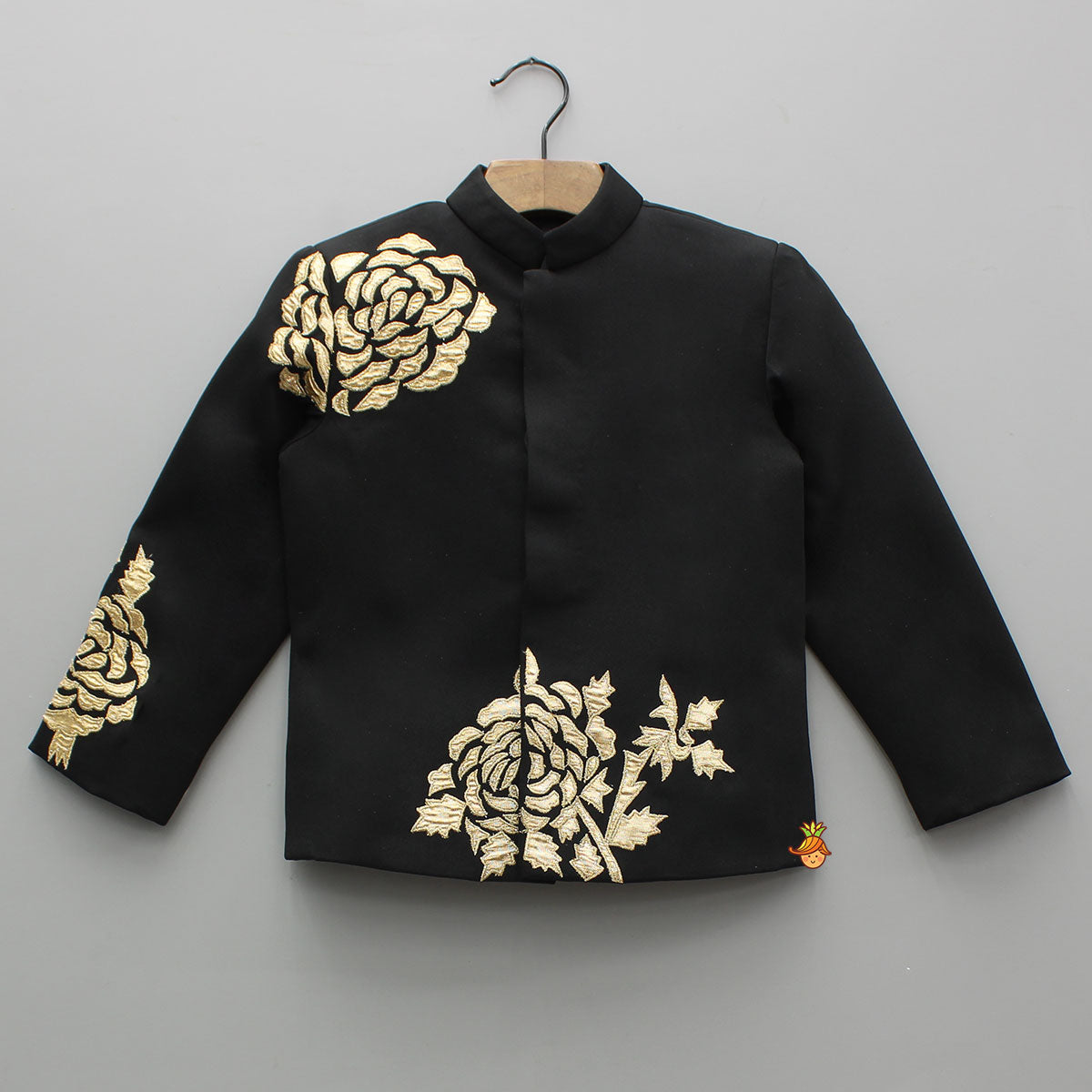 Pre Order: Gota Applique Black Sherwani With Pant