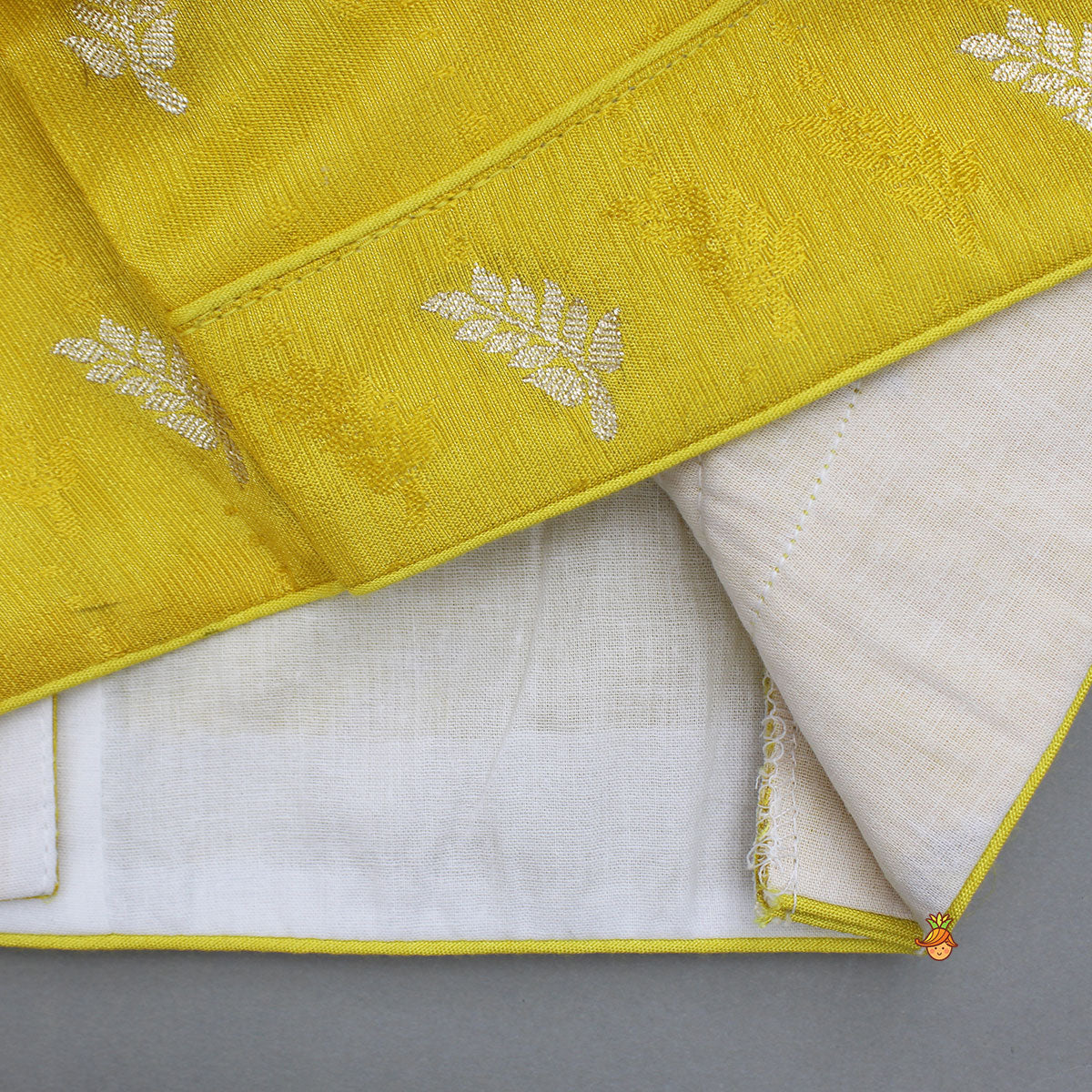 Pre Order: Yellow Attached Dupatta Style Top With Lehenga