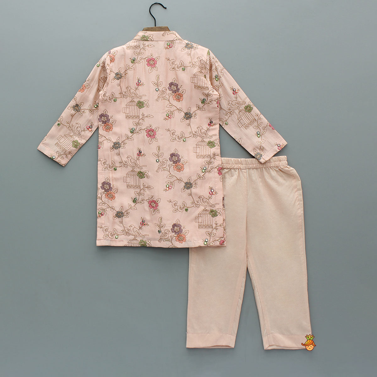 Pre Order: Ethnic Faux Mirror Embroidered Kurta With Pyjama