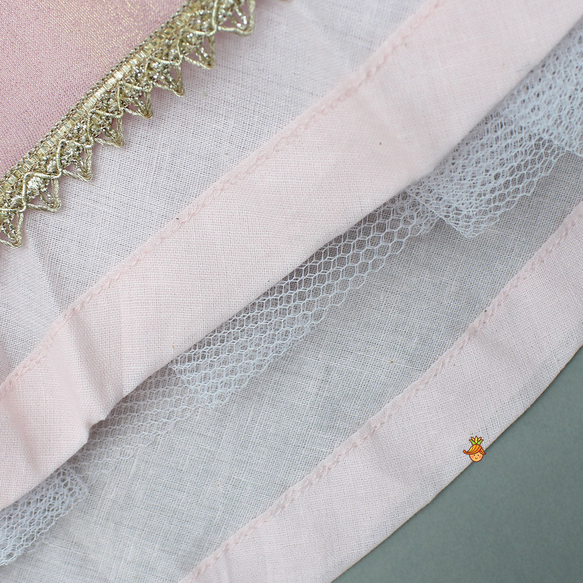 Pre Order: Cut Dana Embroidered Pink Shimmer Top And Lehenga With Net Dupatta