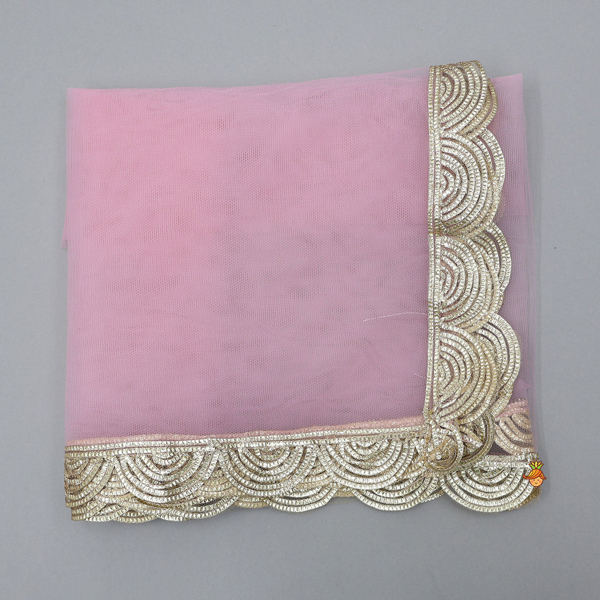 Pre Order: Cut Dana Embroidered Pink Shimmer Top And Lehenga With Net Dupatta