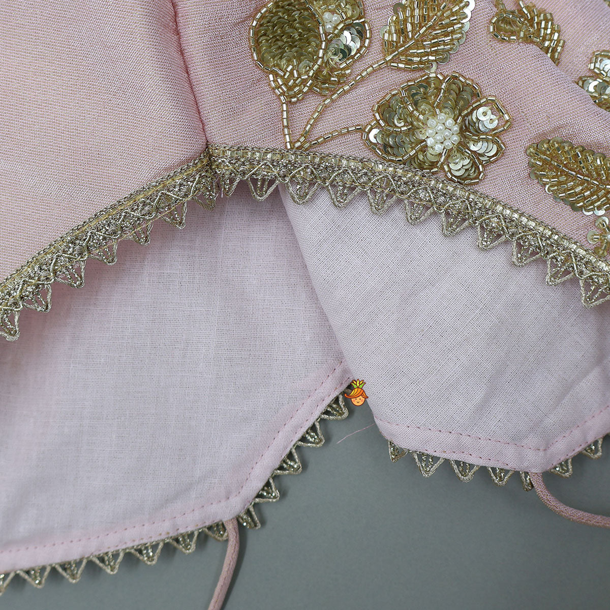 Pre Order: Cut Dana Embroidered Pink Shimmer Top And Lehenga With Net Dupatta