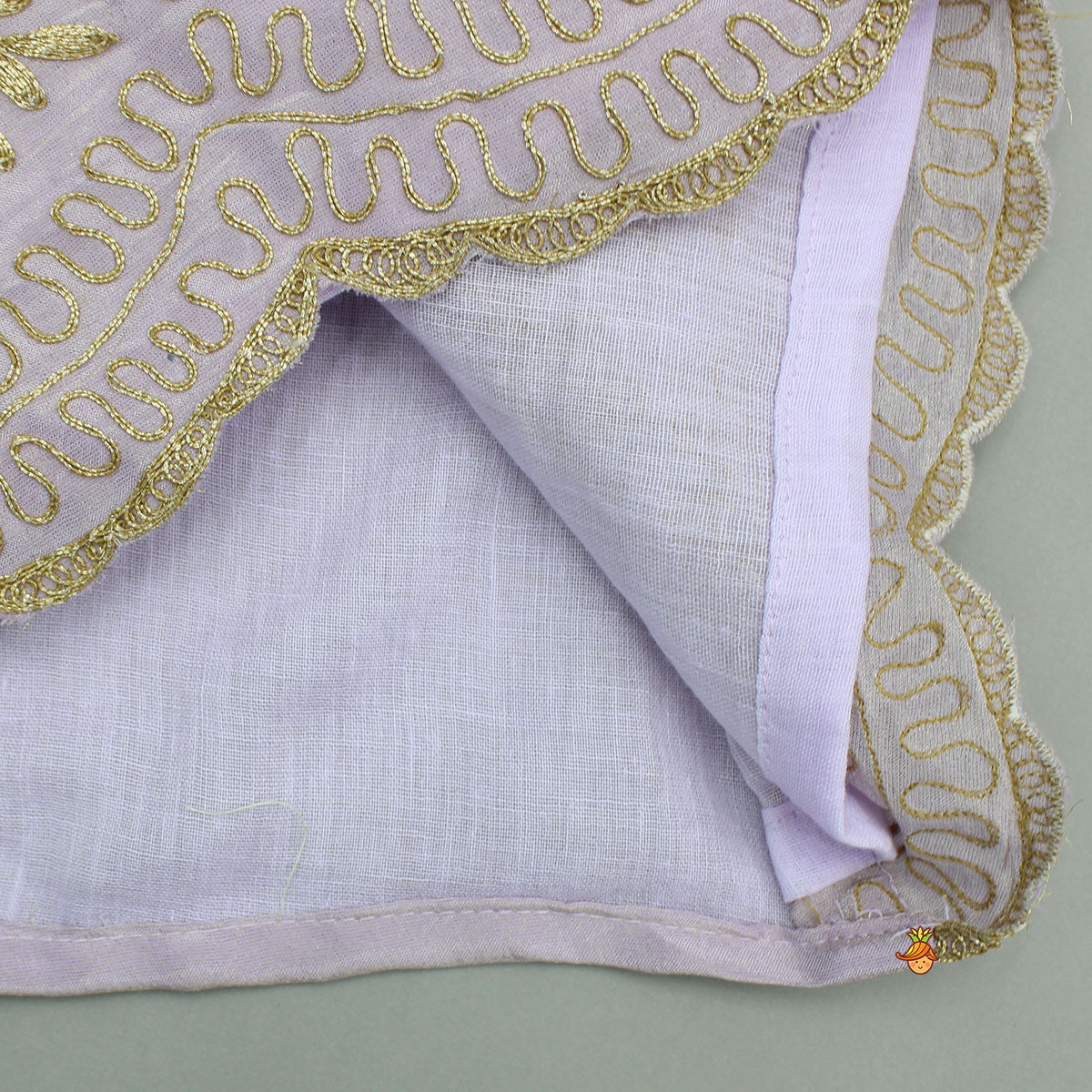 Pre Order: Shimmery Lavender Embroidered Ruffled Top With Shimmery Lehenga And Dupatta