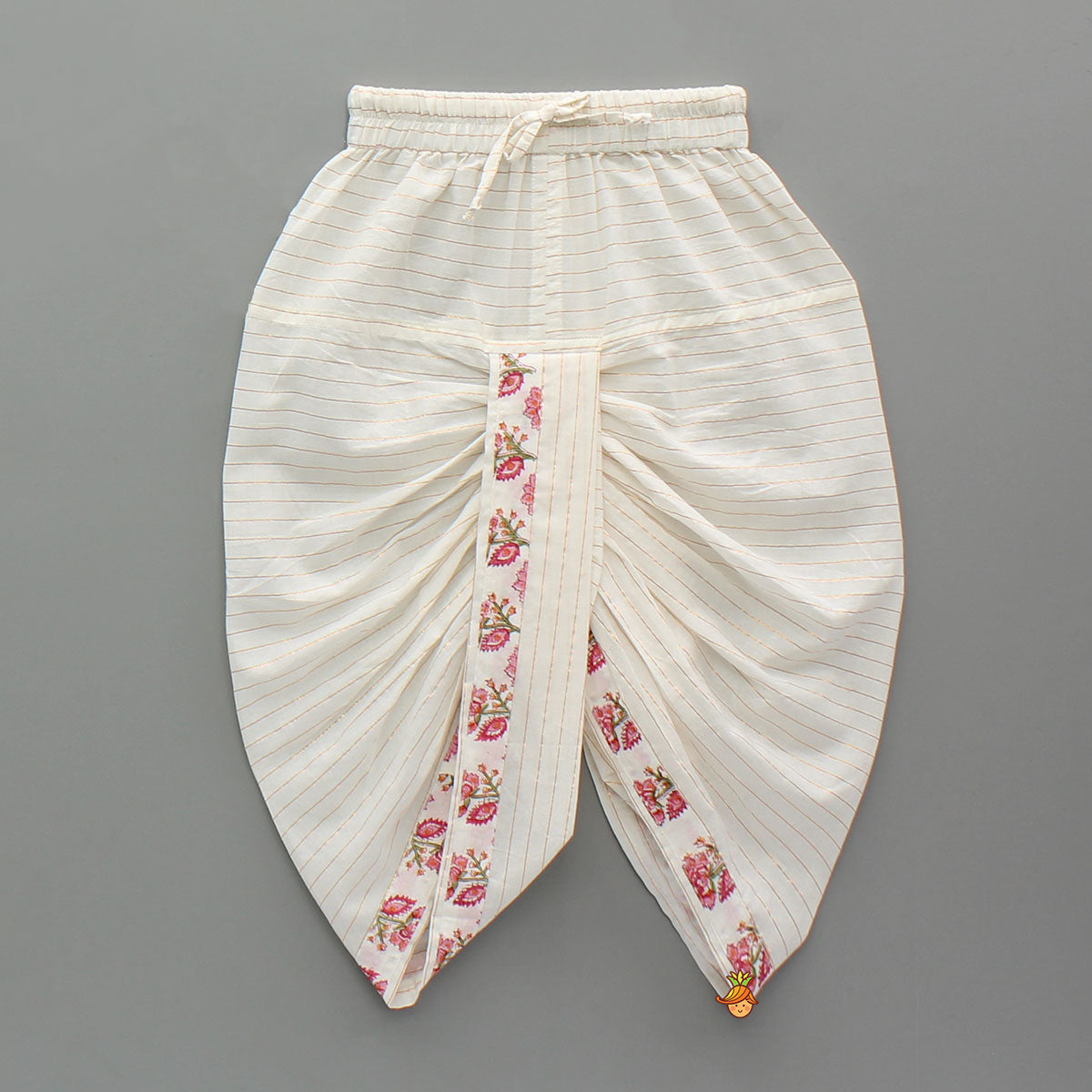 Pre Order: Ethnic Floral Printed Kurta With Jacket And Dhoti