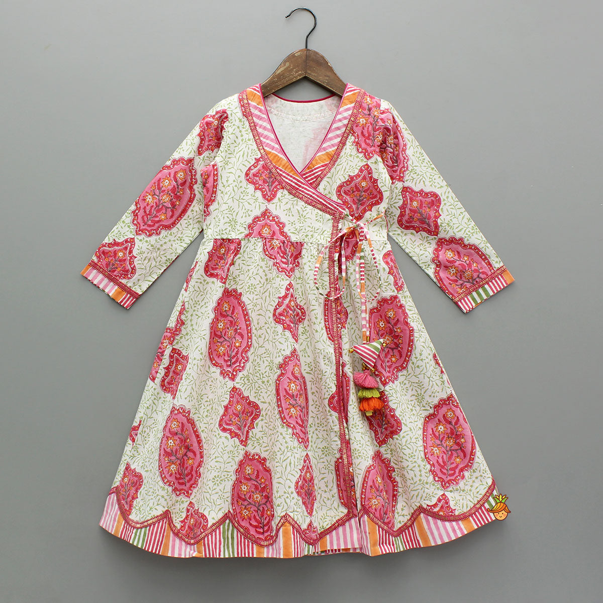 Pre Order: Ethnic Angrakha Style Kurti And Pant