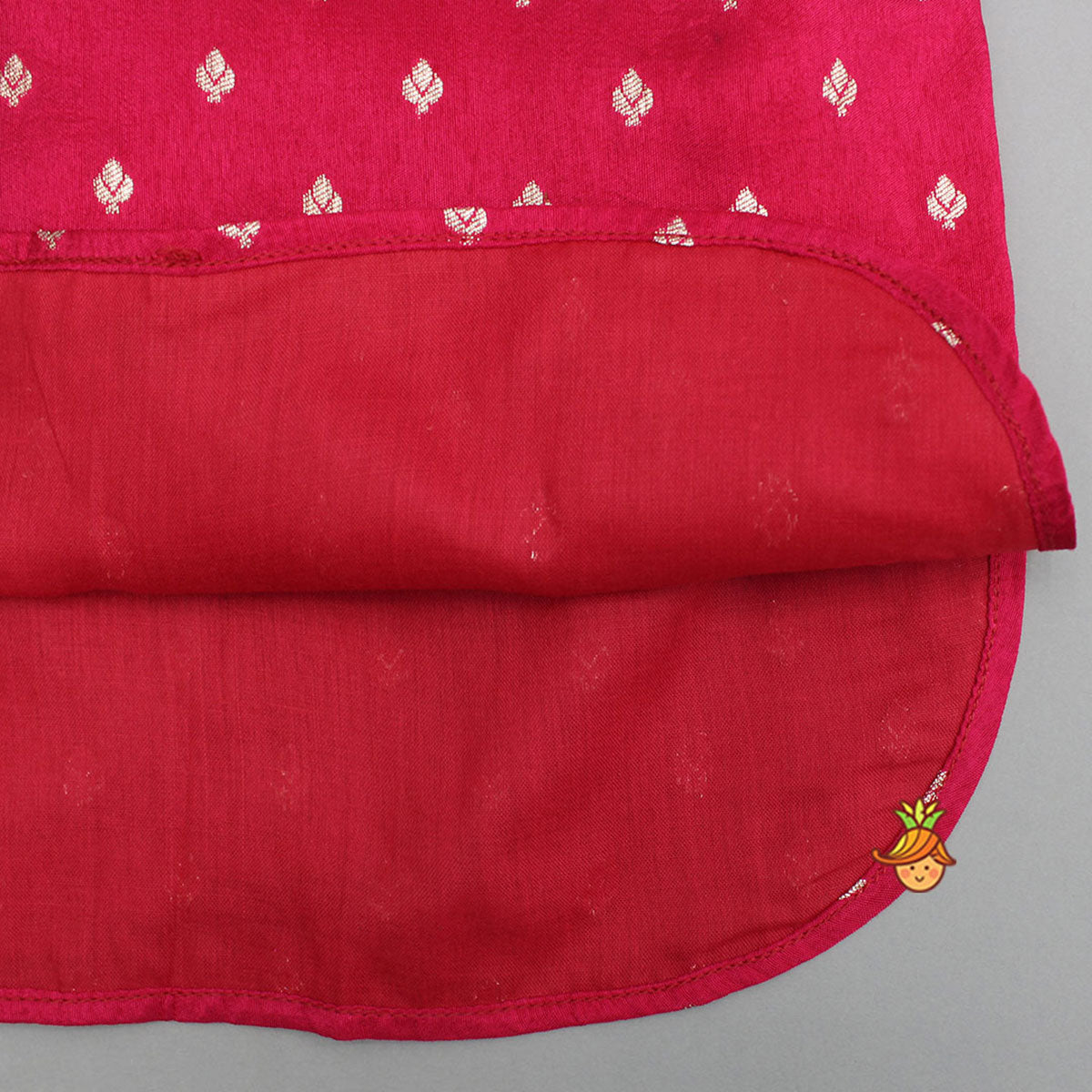 Pre Order: Red Brocade Kurta With Wrap Lungi