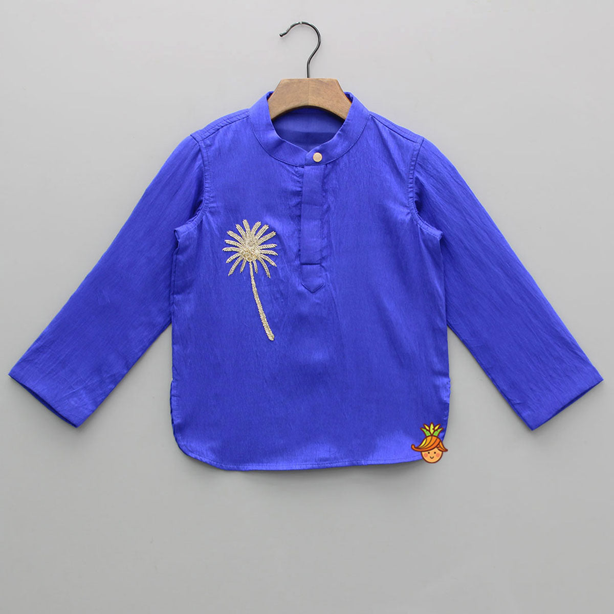 Pre Order: Blue Kurta With Adjustable Cream Lungi
