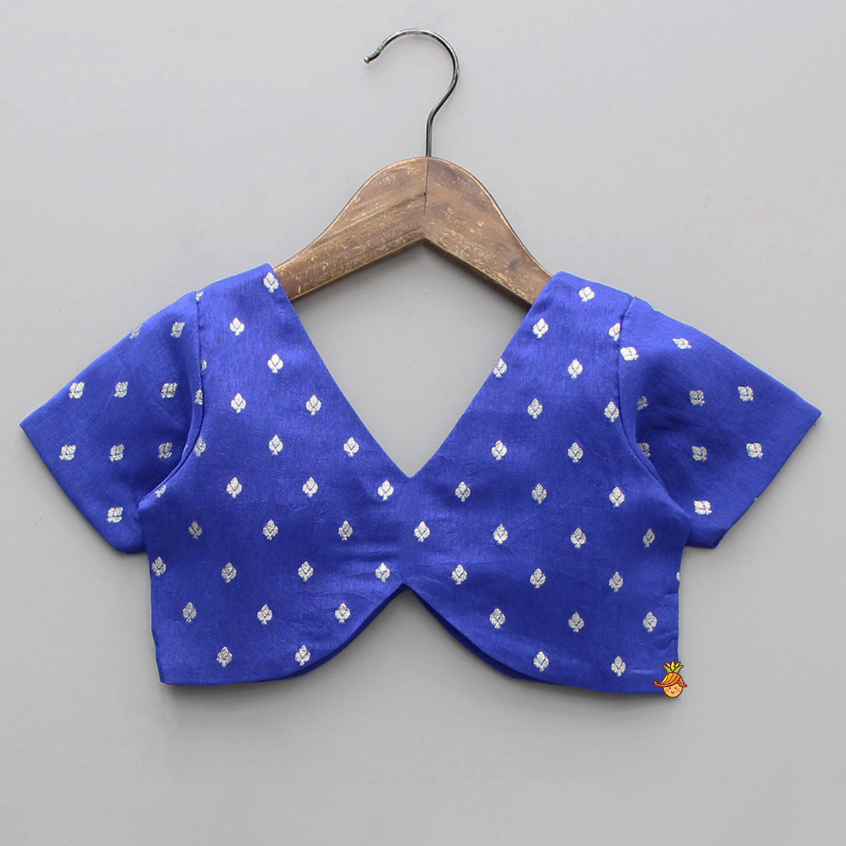 Pre Order: Stylish Blue Ethnic Top With Pleated Zari Lehenga