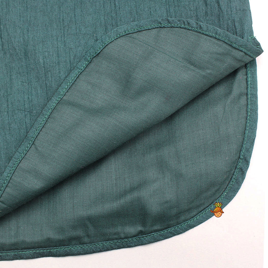 Pre Order: Green Kurta With Adjustable Cream Lungi