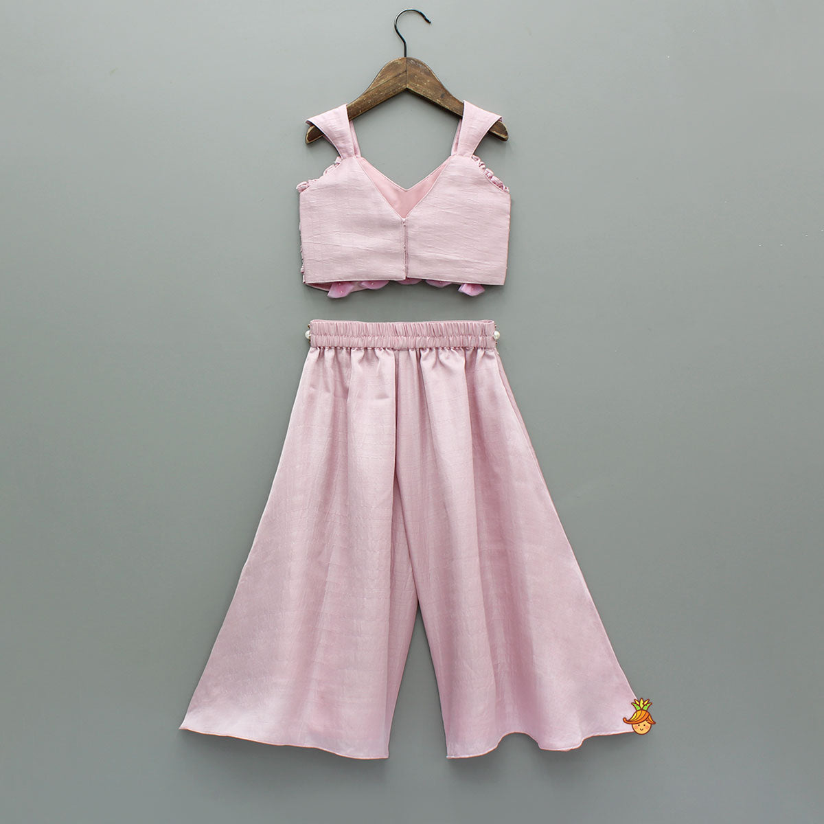 Pre Order: Pink Sweetheart Neck Top With Palazzo