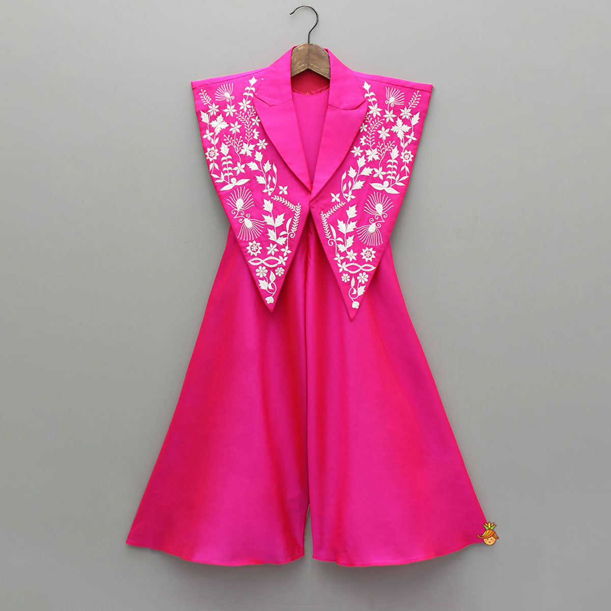 Pre Order: Hot Pink Jumpsuit With Embroidered Vest