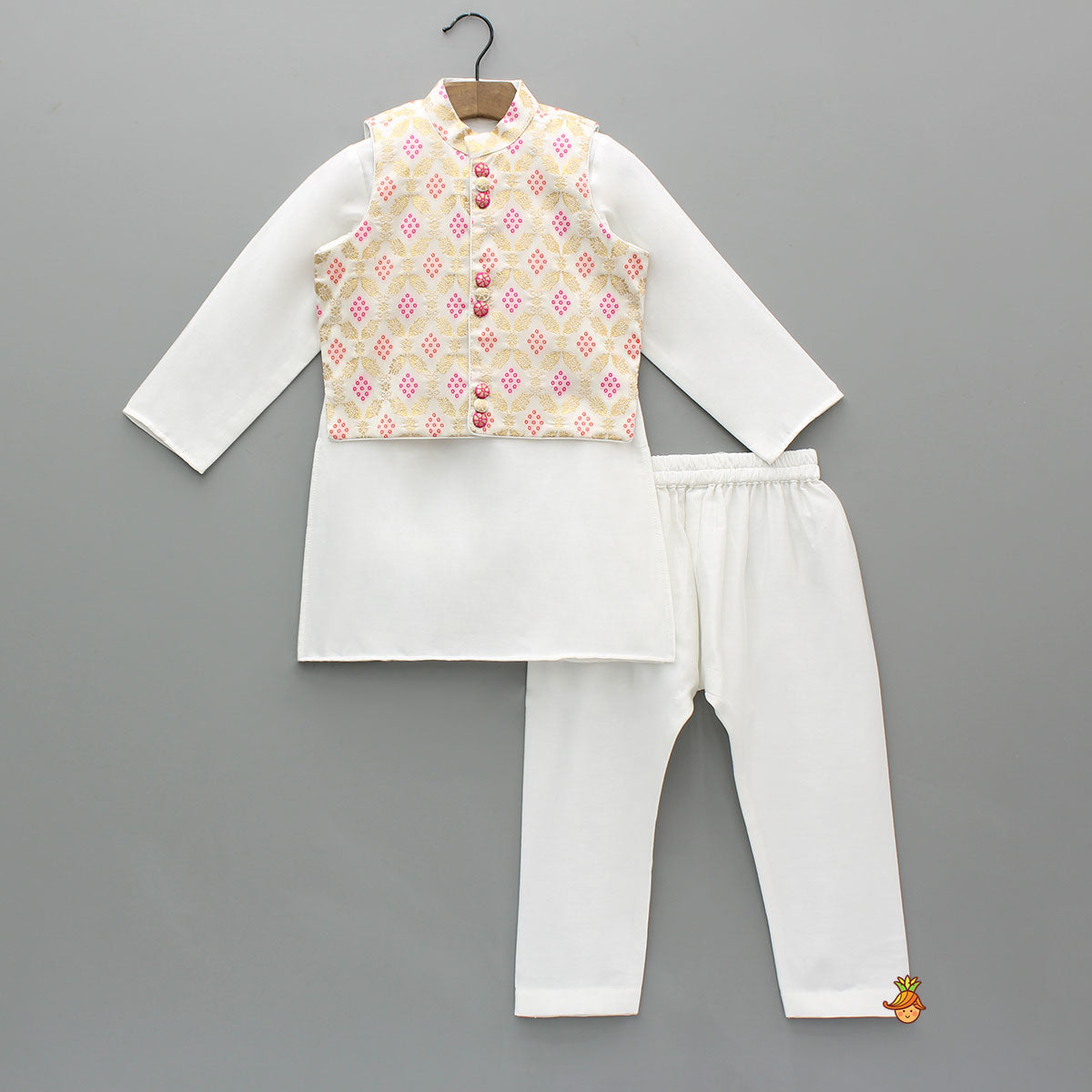Pre Order: Ethnic Jacket With Kurta And Pyjama