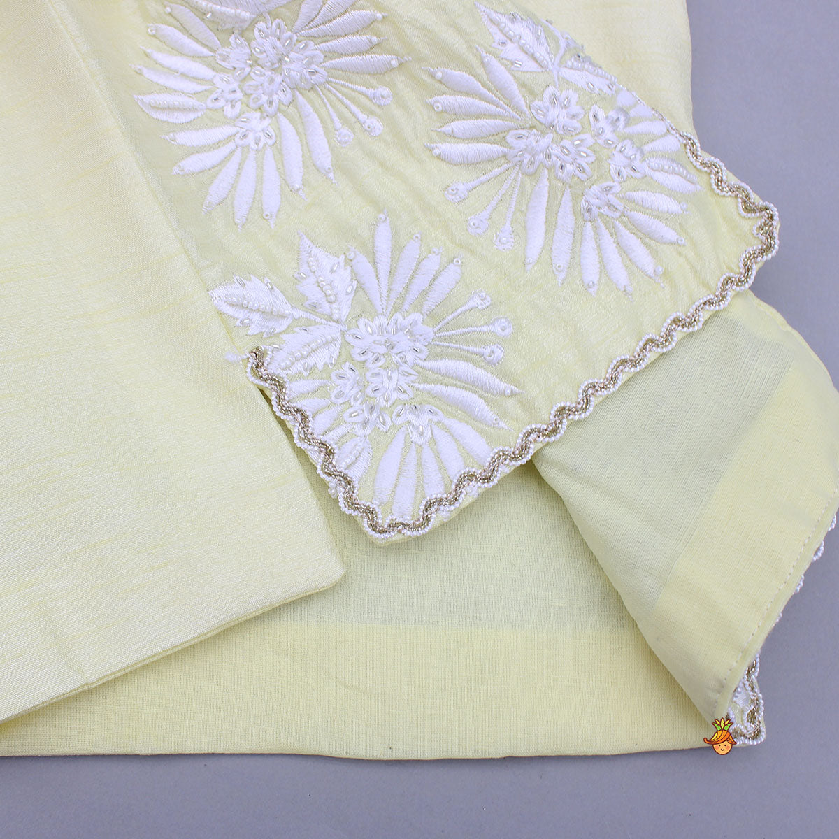 Pre Order: Yellow Kurta With Front Open Embroidered Jacket And Pyjama