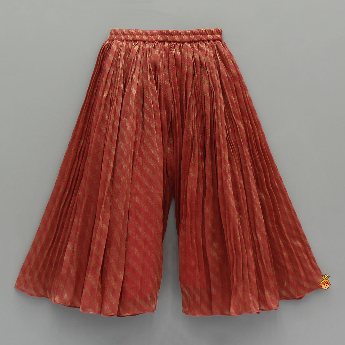 Pre Order: Rust Textured Kurta With Pleated Palazzo