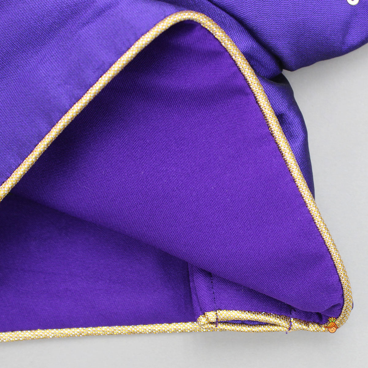 Pre Order: Embroidered Purple V Cut Back Top And Gota Lace Detail Lehenga With Matching Dupatta