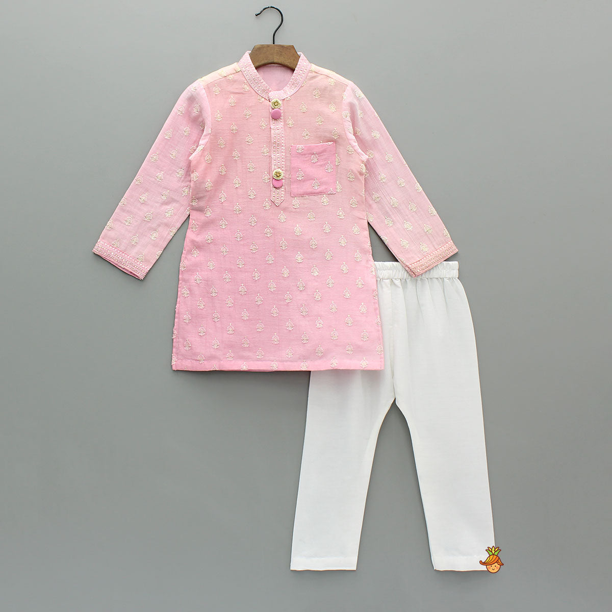 Pre Order: Pink Ombre Kurta With Off White Pyjama