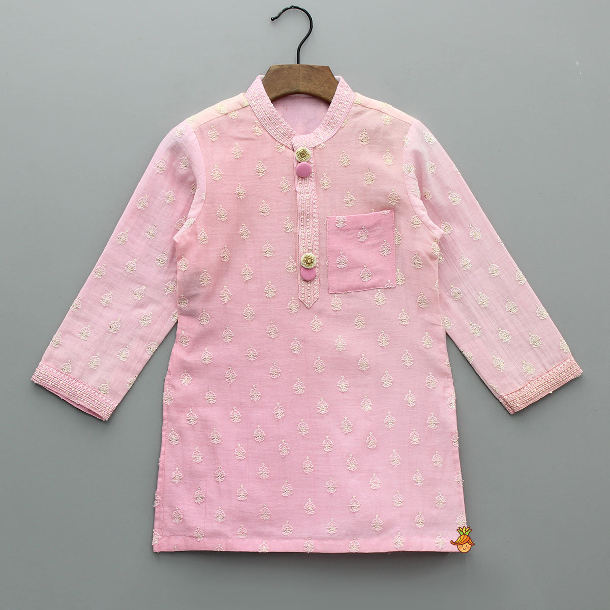 Pre Order: Pink Ombre Kurta With Off White Pyjama