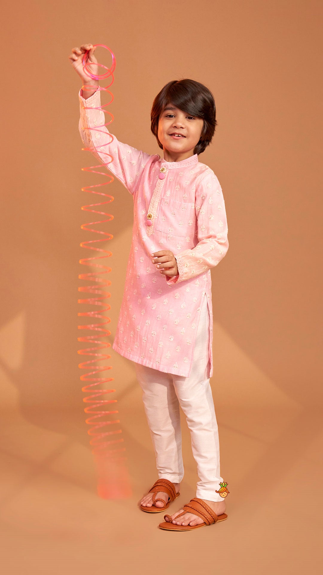 Pre Order: Pink Ombre Kurta With Off White Pyjama