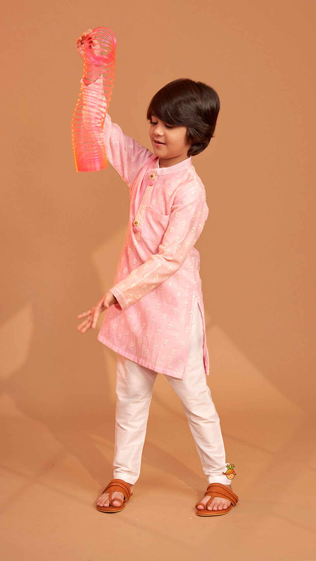 Pre Order: Pink Ombre Kurta With Off White Pyjama