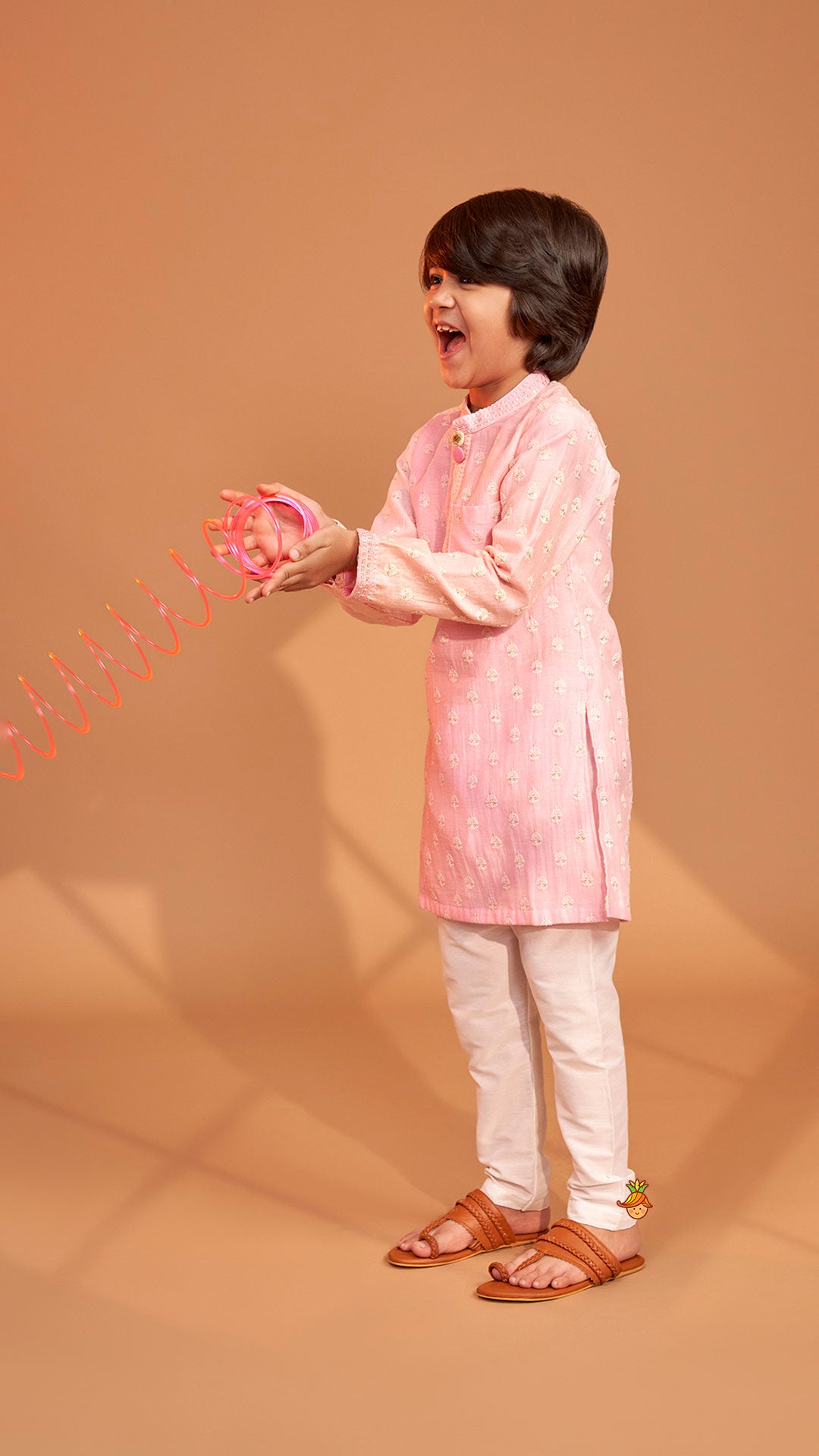 Pre Order: Pink Ombre Kurta With Off White Pyjama
