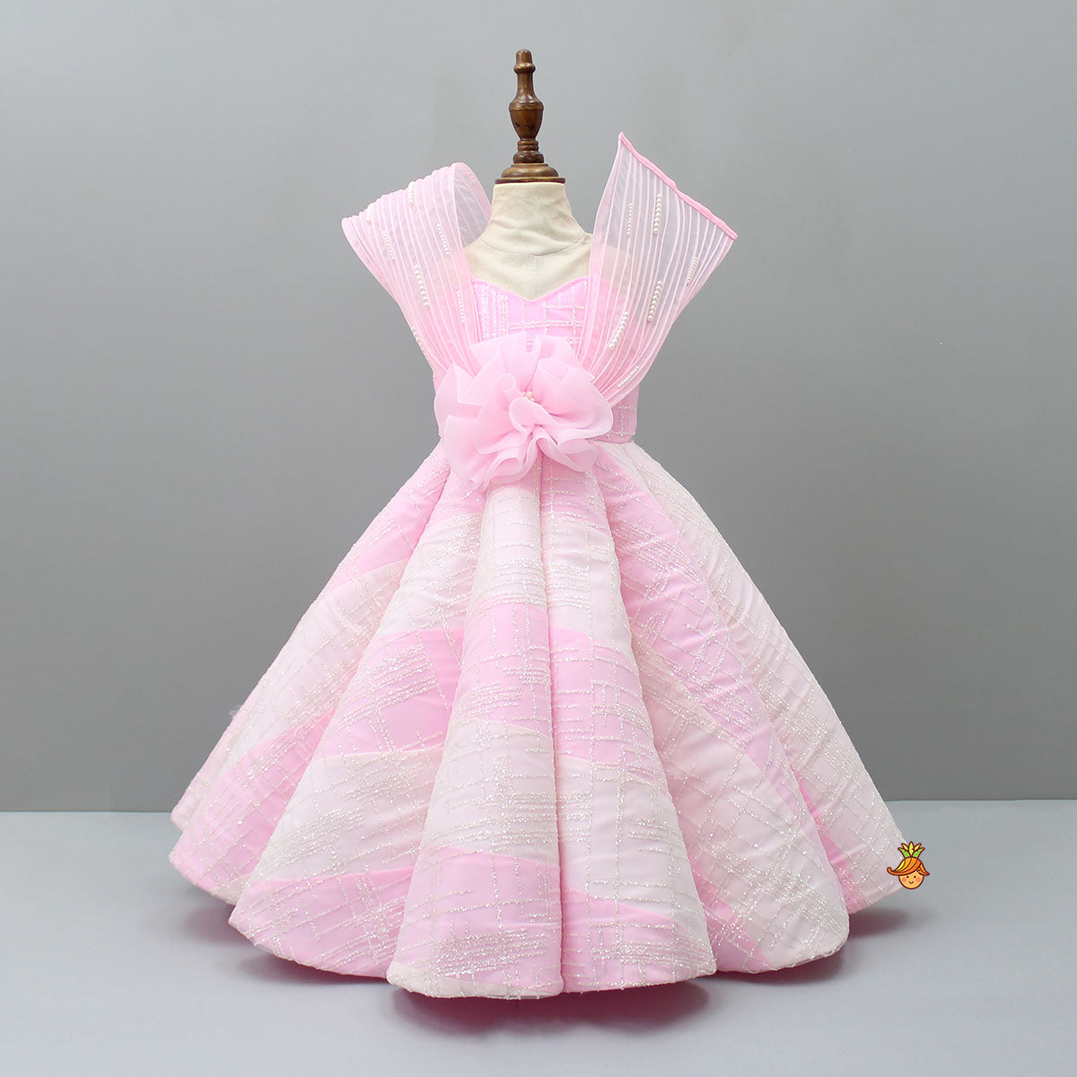 Pre Order: Glitters Enhanced Strappy Pink Gown