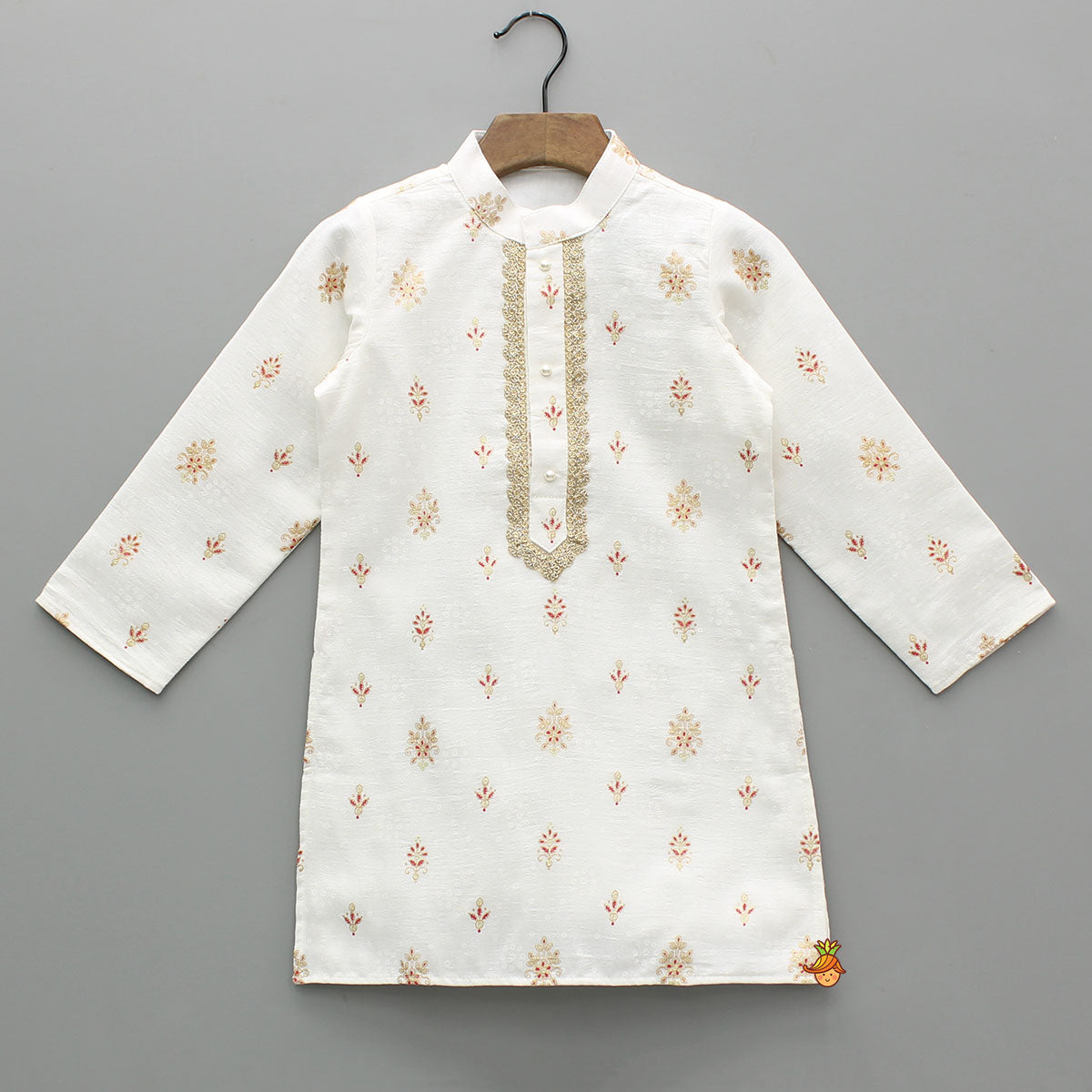 Pre Order: Off White Ethnic Printed Kurta With Matching Pyjama