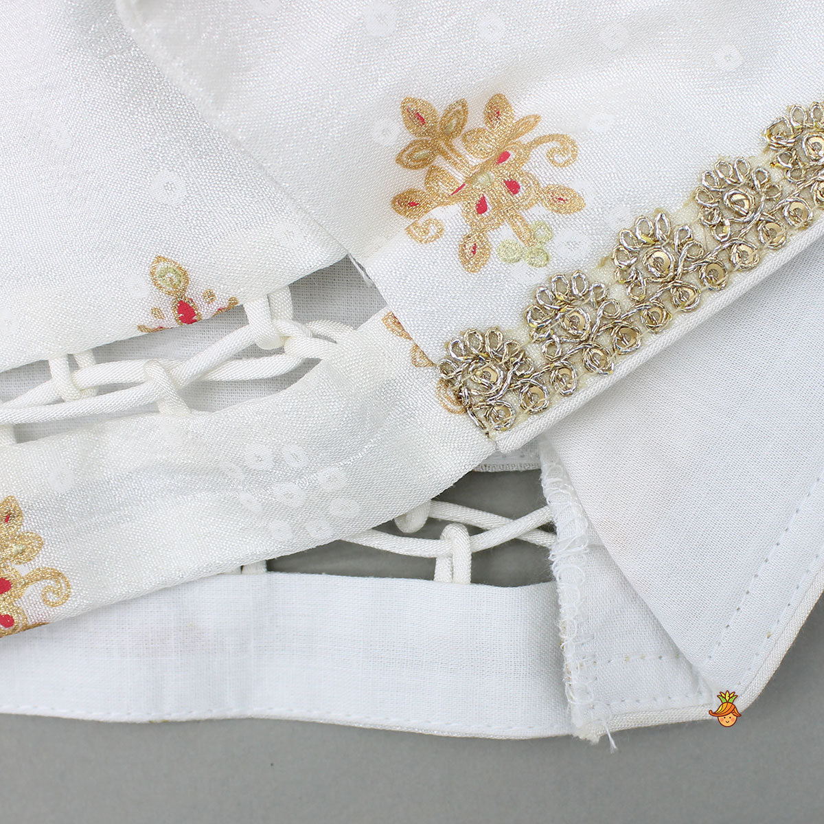 Pre Order: Beautiful Strappy Lace Detailed Top With Matching Lehenga And Dupatta