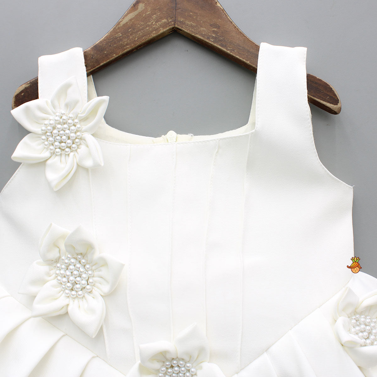 Pre Order: Beautiful 3D Flowers Adorned Sleeveless Embellished Dress With Detachable Bow