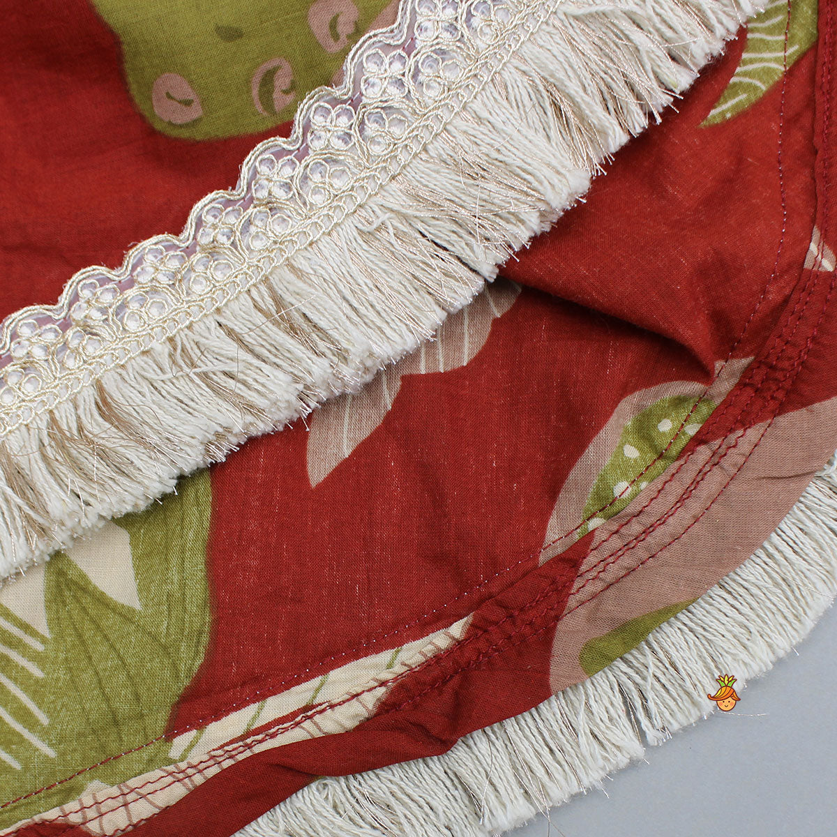 Floral Printed Cotton Embellished Top With Lehenga