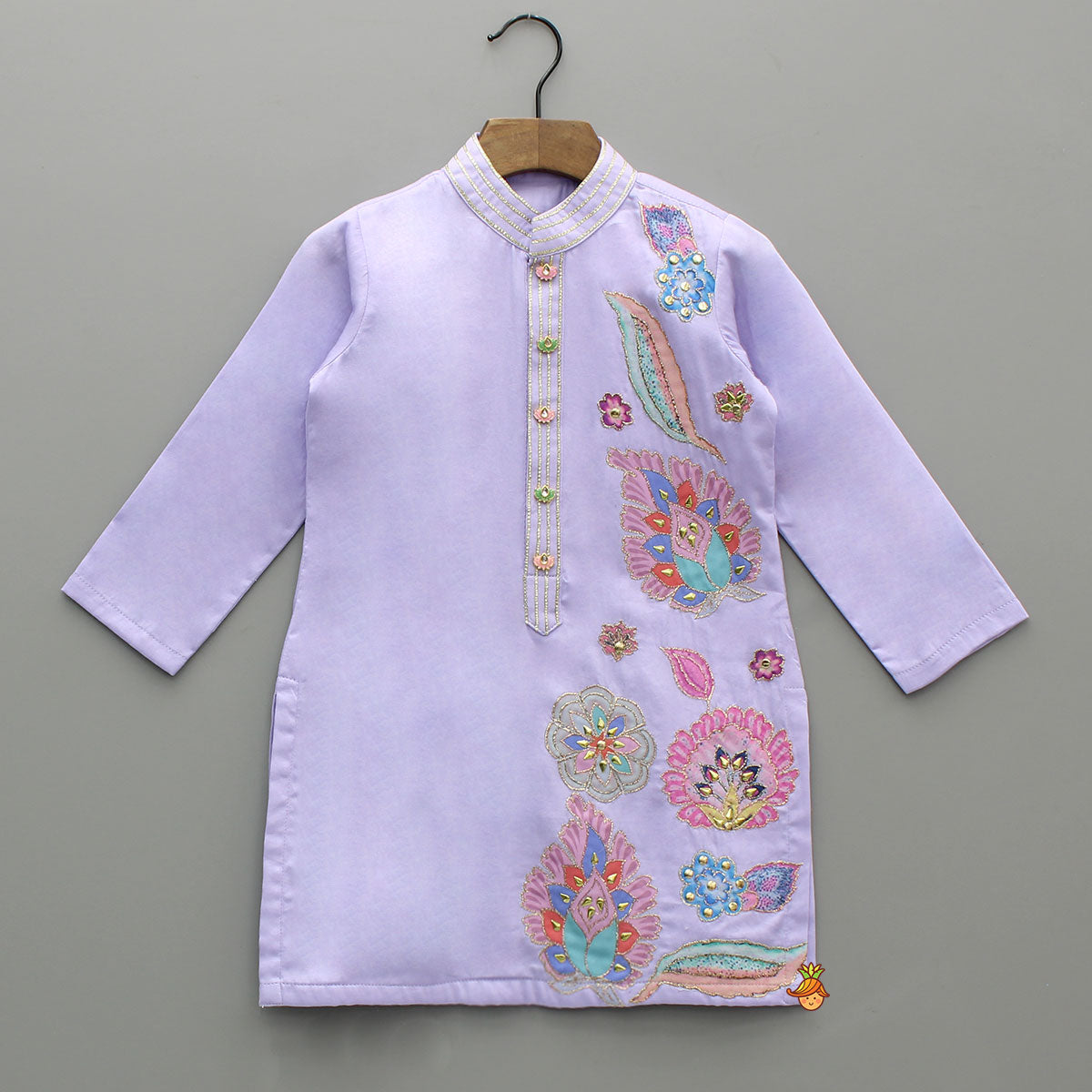 Pre Order: Stunning Multicolour Floral Embroidered Kurta With Pyjama