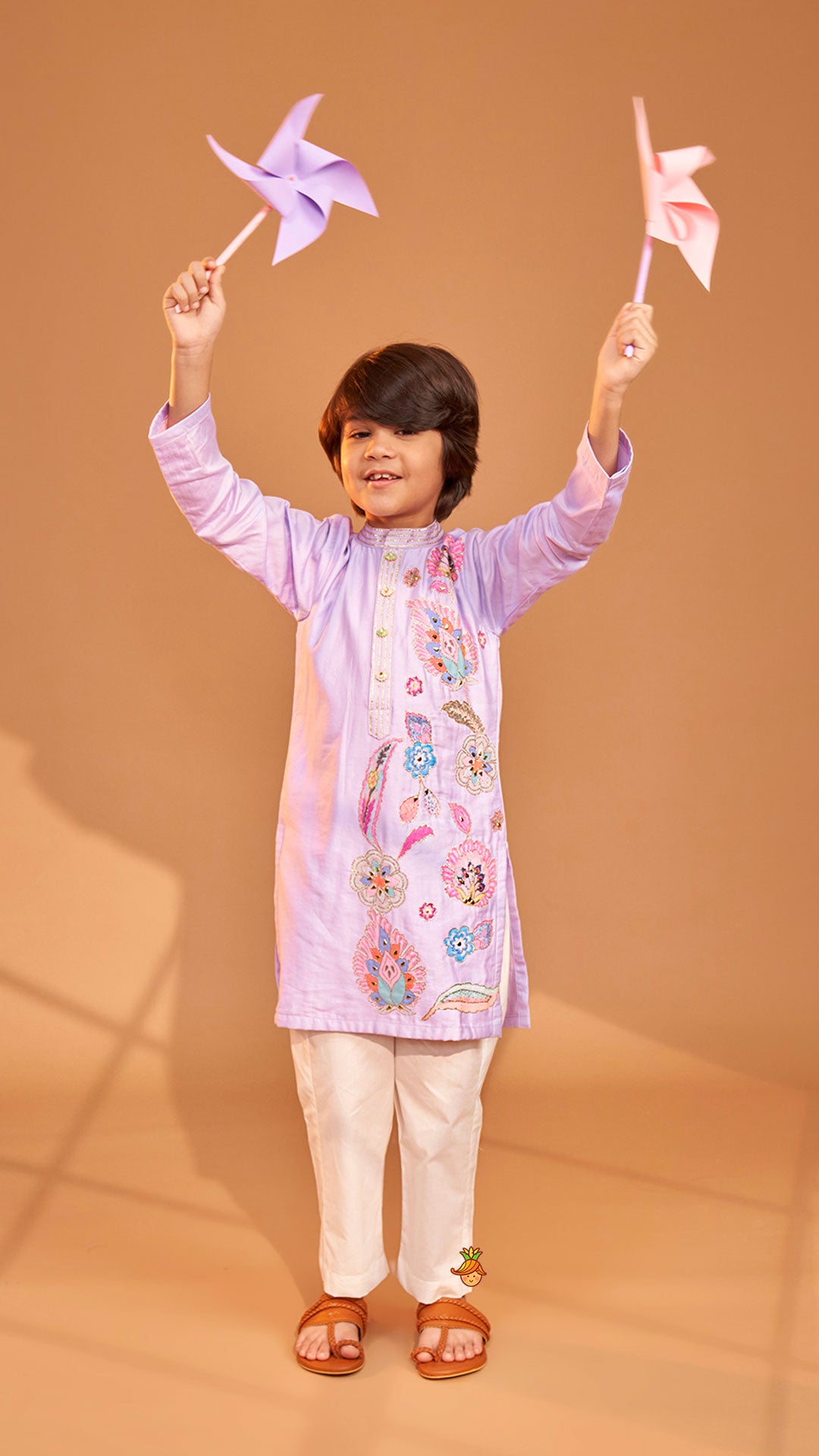 Pre Order: Stunning Multicolour Floral Embroidered Kurta With Pyjama
