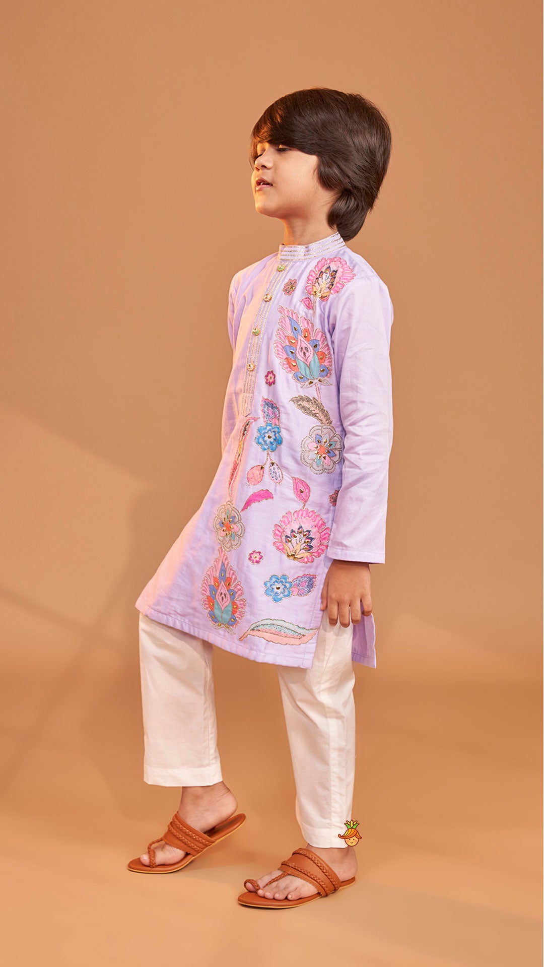 Pre Order: Stunning Multicolour Floral Embroidered Kurta With Pyjama