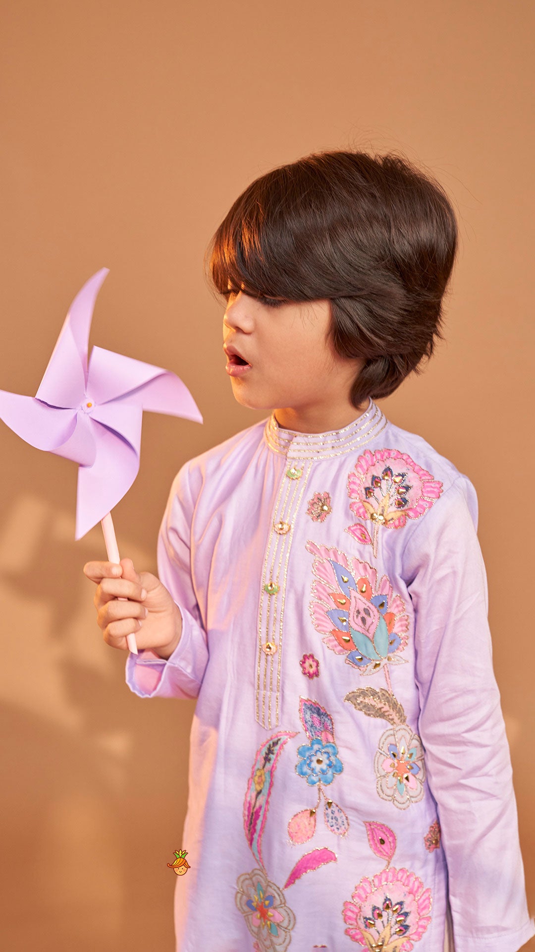 Pre Order: Stunning Multicolour Floral Embroidered Kurta With Pyjama