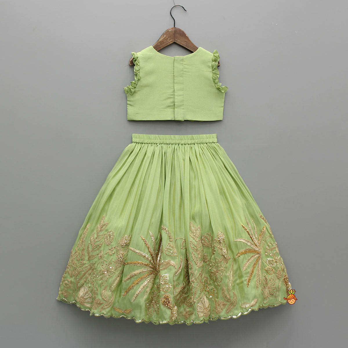 Pre Order: Gorgeous Shimmery Floral Embroidered Top With Matching Lehenga And Dupatta