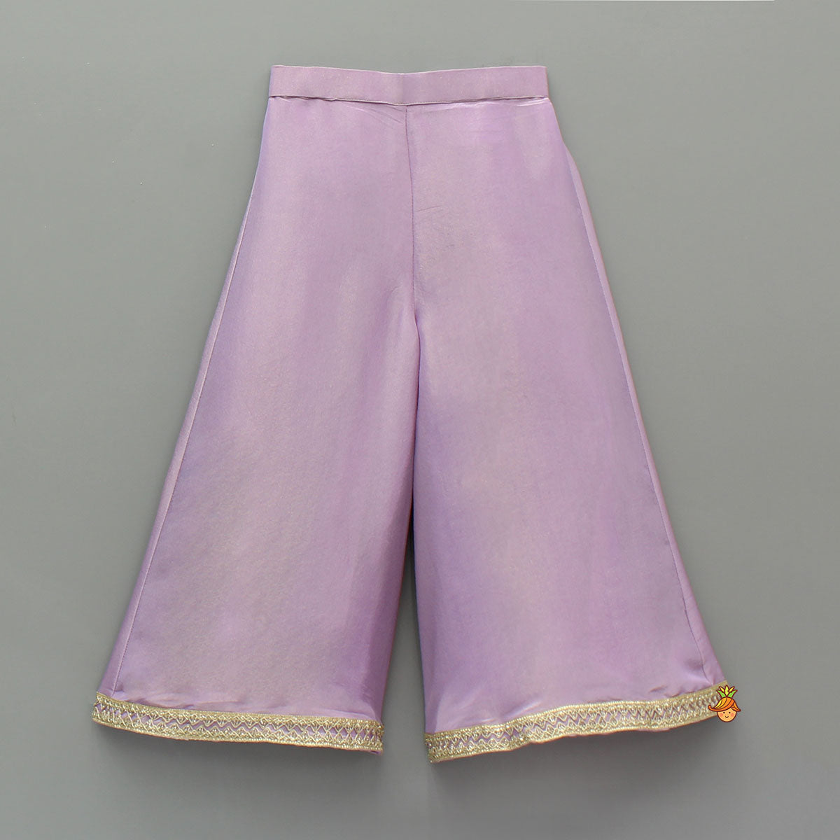 Pre Order: Sheen Lilac Scallop Hem Kurta With Palazzo And Dupatta