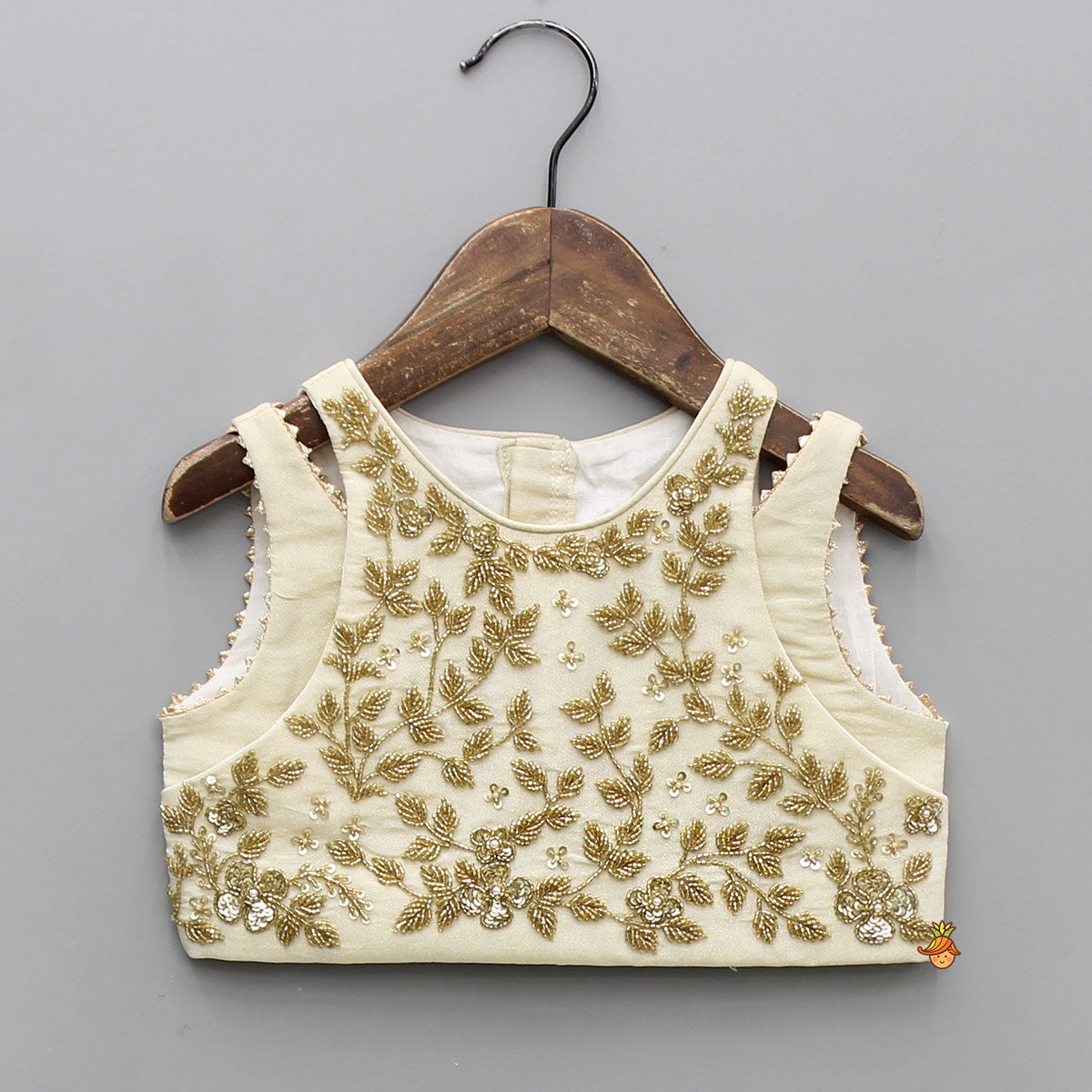 Pre Order: Shimmery Beige Embroidered Top With Palazzo And Dupatta
