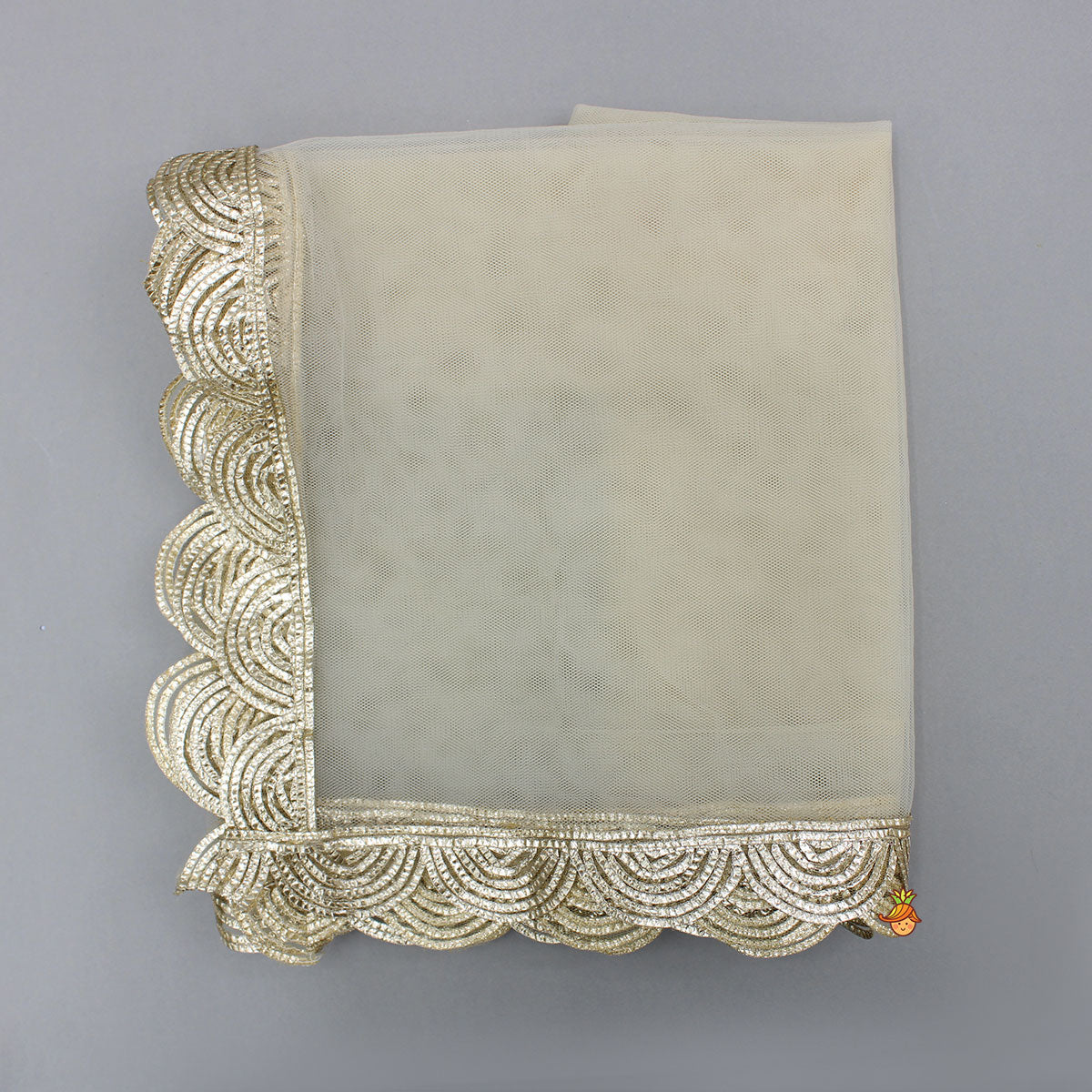 Pre Order: Shimmery Beige Embroidered Top With Palazzo And Dupatta