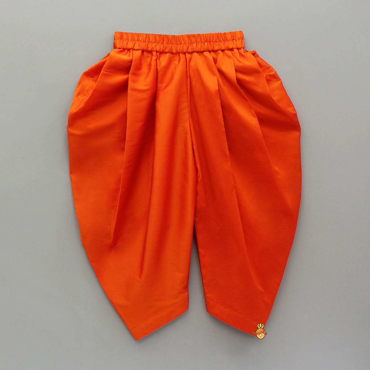 Pre Order: Orange Stylish Scalloped Kurti With Matching Dhoti And Choker Dupatta