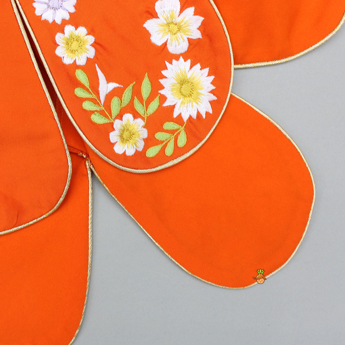 Pre Order: Orange Stylish Scalloped Kurti With Matching Dhoti And Choker Dupatta