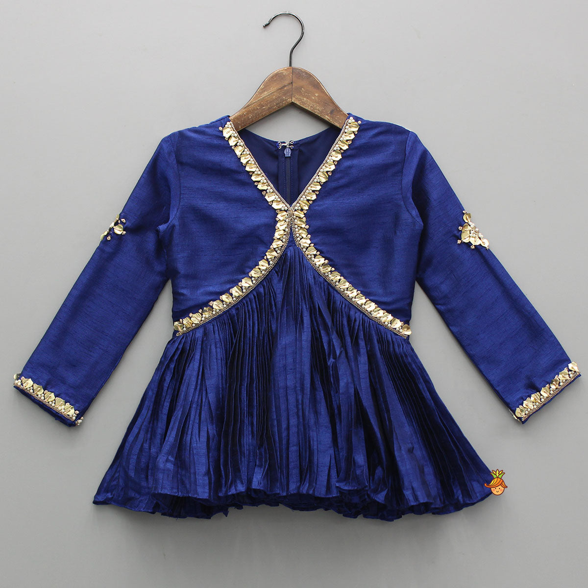 Pre Order: Tissue Pleated Shiny Blue Top And Palazzo