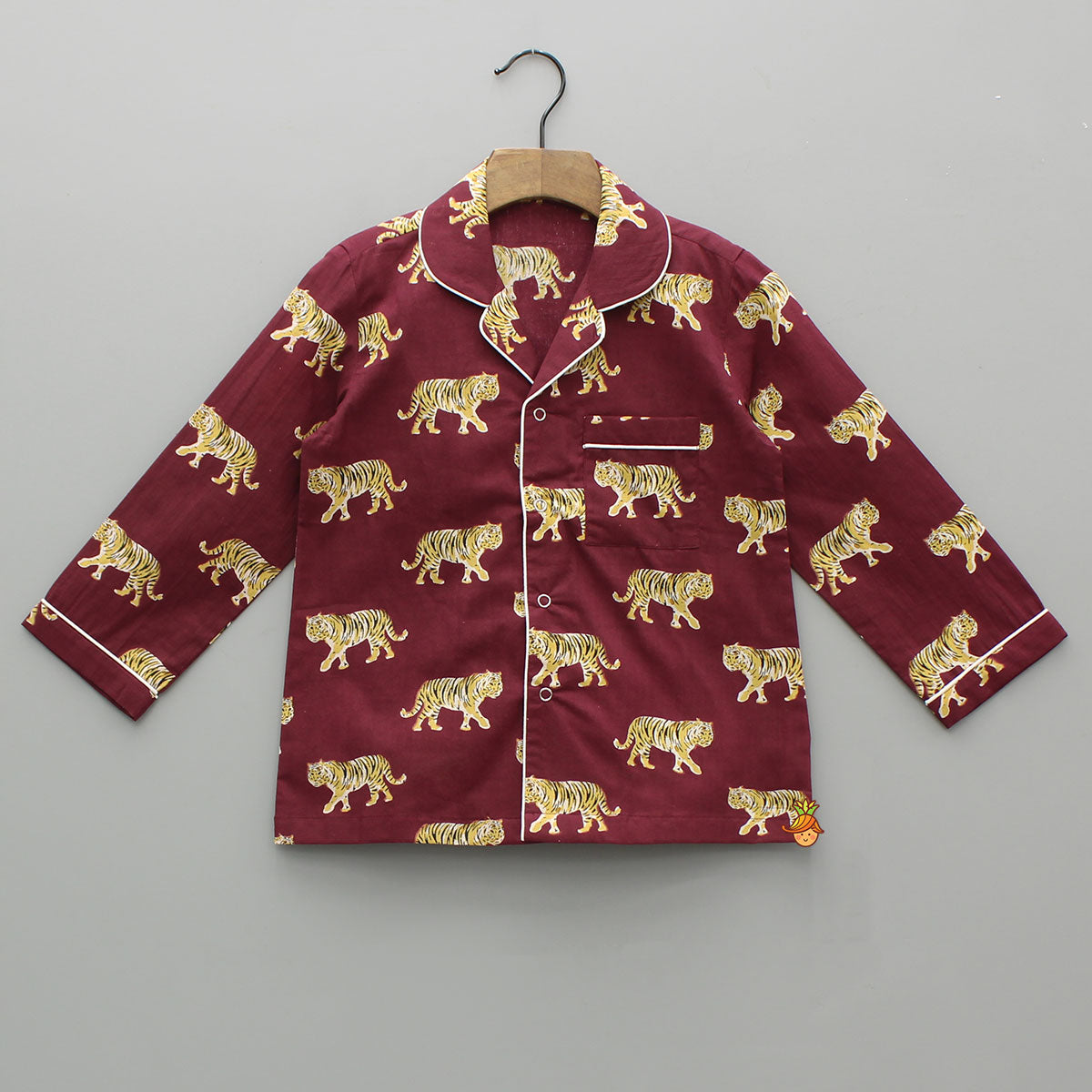 Pre Order: Maroon Animal Printed Cotton Sleepwear