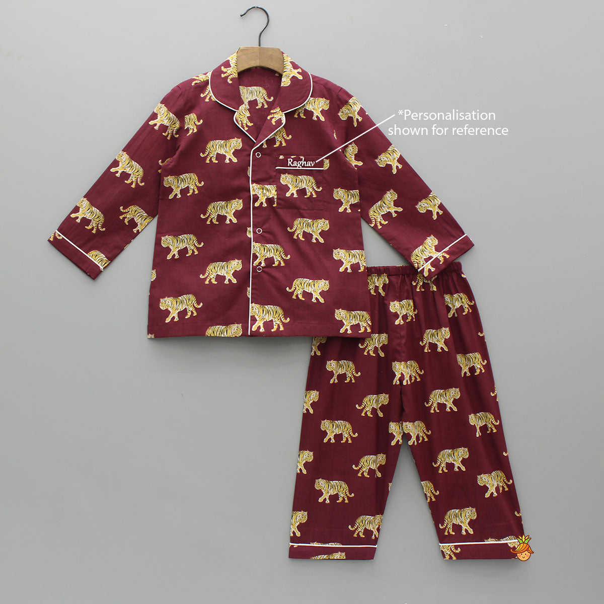 Pre Order: Maroon Animal Printed Cotton Sleepwear