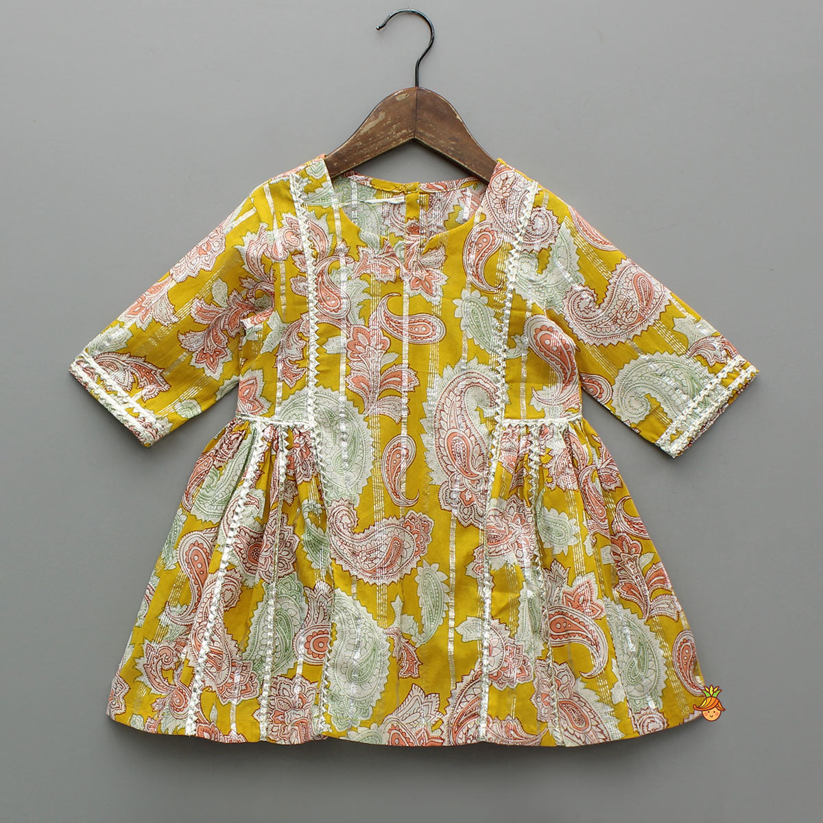 Pre Order: Floral Printed Cotton Lace Detailed Kurti With Sharara And Dupatta